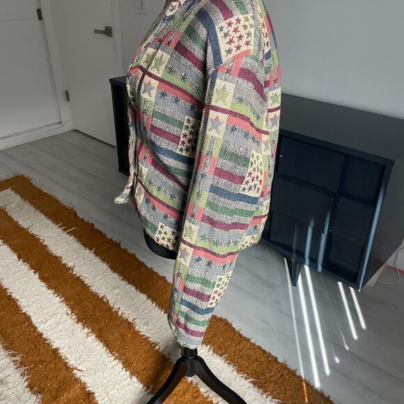 Vintage Blazer Medium New Identity Americana Stars Stripes Patriotic Tapestry - Picture 5 of 11